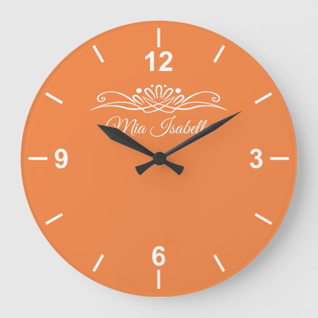 Trend Färg Fresh Tangerine Large Wall Clock Stor Klocka (Framsida)