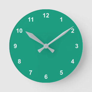 Trend Färg - Jade Grönt Round Clock med siffror Rund Klocka