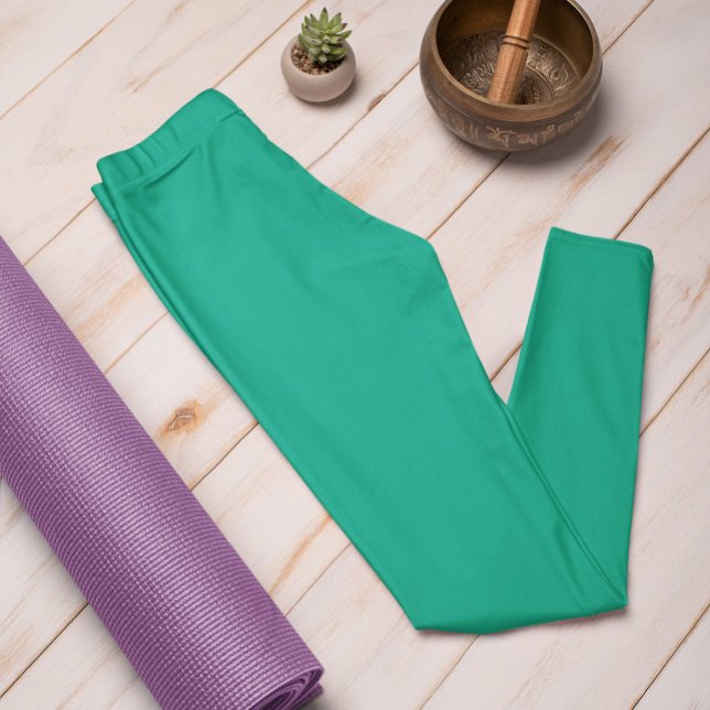 Trend Färg Jade Grönt Solid Leggings (Skapare uppladdad)