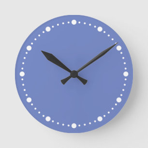Trend Färg - Jewel Blue White Dots Round Clock Rund Klocka