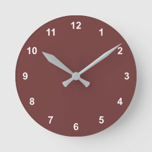 Trend Färg Mahogany Brown Round Clock & Numbers Rund Klocka