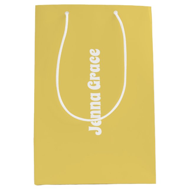 Trend Färg - Mjuk Gult Medium Namn Gift Bag (Framsidan)