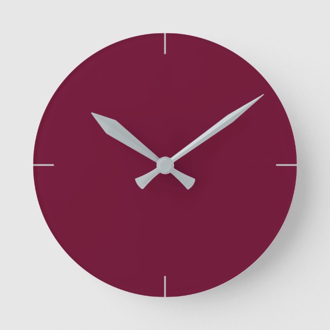 Trend Färg - Mörk Burgundy Round Clock Rund Klocka (Framsida)