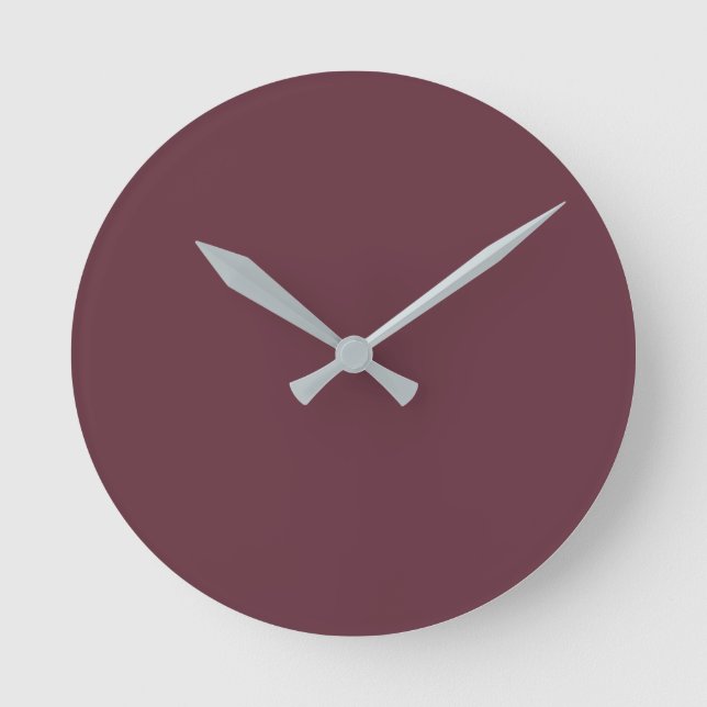 Trend Färg - Mörk Red Vin Round Clock Rund Klocka (Framsida)