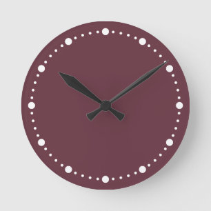 Trend Färg - Mörk Red Vin White Dots Round Clock Rund Klocka