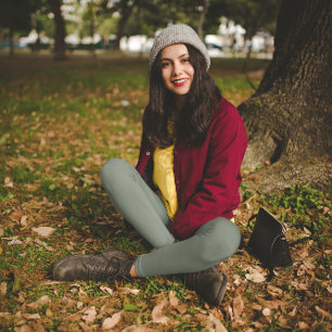 Trend Färg Muted Greenish Grått Leggings