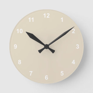 Trend Färg Natural Beige Round Clock med nummer Rund Klocka