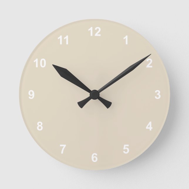 Trend Färg Natural Beige Round Clock med nummer Rund Klocka (Framsida)