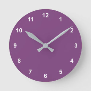 Trend Färg - Plum Lila Round Clock med siffror Rund Klocka