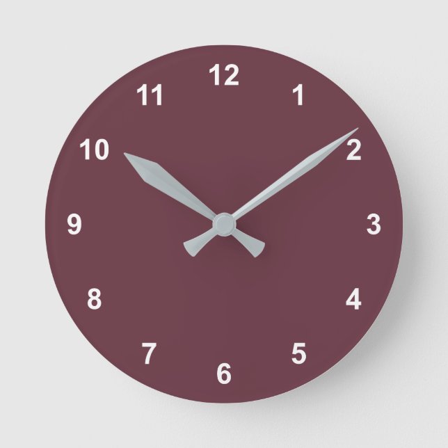 Trend Färg - Red Vin Round Clock med siffror Rund Klocka (Framsida)