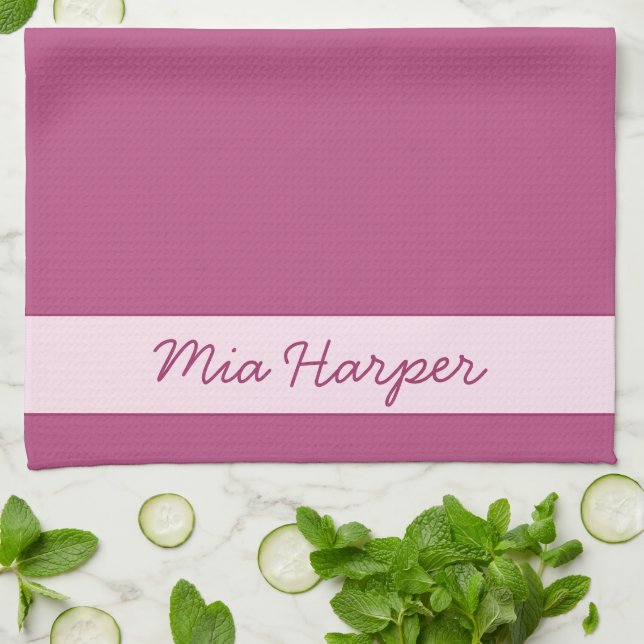 Trend Färg Rosa Lila Berry - Namn Kitchen Towel Kökshandduk (Vikta)