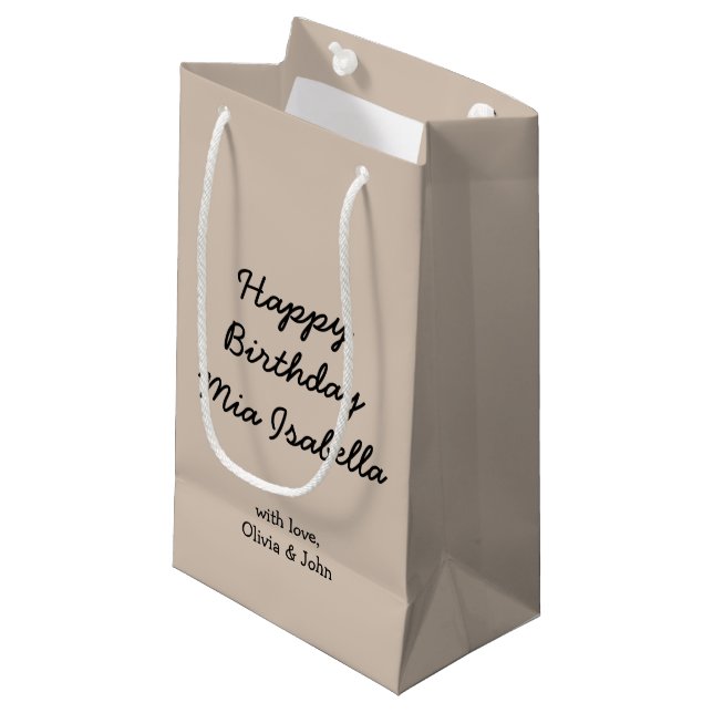 Trend Färg Soft Taupe Anpassningsbar Small Gift Ba (Framsidan Vinklad)