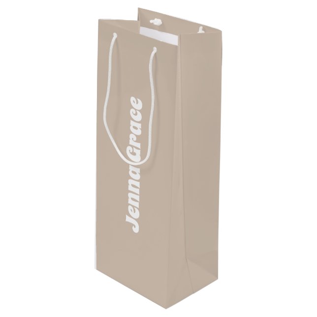 Trend Färg - Soft Taupe Vin Gift Bag (Framsidan Vinklad)