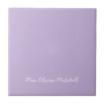 Trend Färg - Soft Violet Ceramic Tile Kakelplatta<br><div class="desc">Vi presenterar den pulserande vår-skuggan: Mjukt violett. Öka din hemdekoration med vår moderna och snyggt keramiska plattor, med ett anpassade namn i ett charmigt handskrivet teckensnitt. Dess elegant och minimalistiska utformning i färg är ett exempel på tidlös lockelse, skapar perfekt för personlig använda eller som en tänkbar gåva till vänner,...</div>