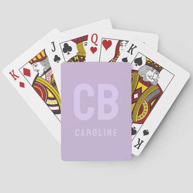 Trend Färg Soft Violet Monogram-spelkort Casinokort (Baksidan)