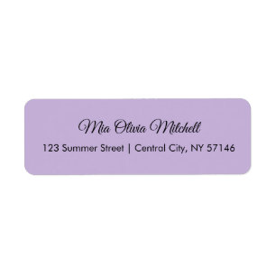 Trend Färg Soft Violet Script-Adressetiketter Returadress Etikett