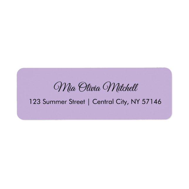 Trend Färg Soft Violet Script-Adressetiketter Returadress Etikett (Framsidan)