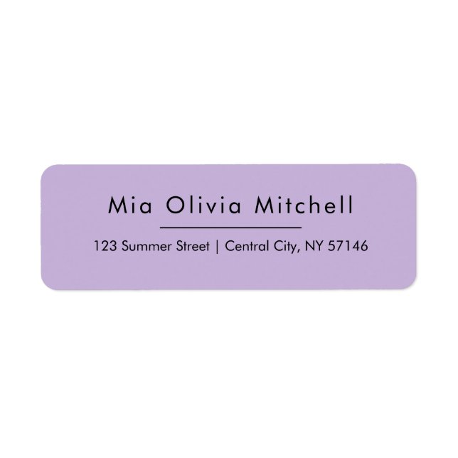 Trend Färg Soft Violet Simple Adressetiketters Returadress Etikett (Framsidan)