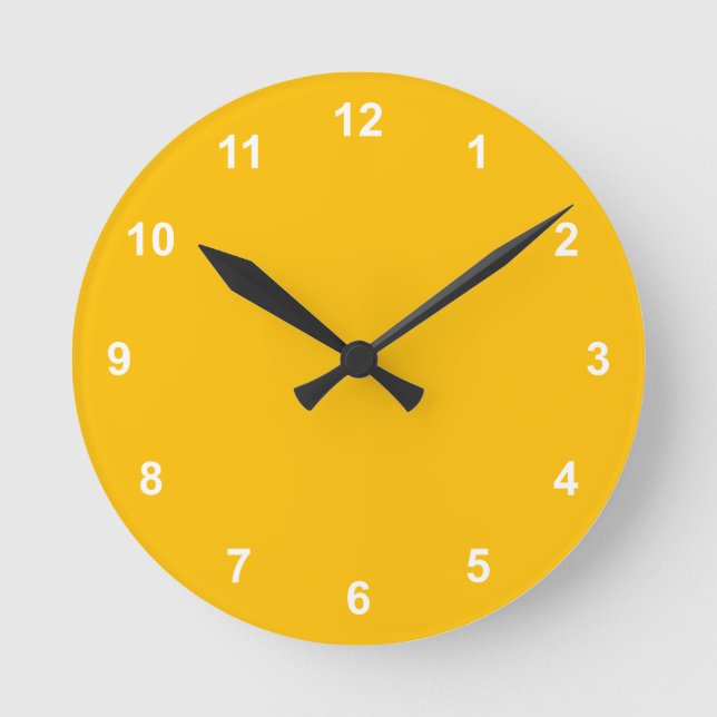 Trend Färg - Sunburst Gult Round Clock Number Rund Klocka (Framsida)