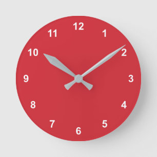 Trend Färg - Vibrant Red Round Clock med siffror Rund Klocka