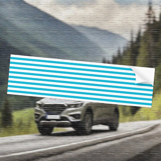 Trend Färg - Vivid Cyan Stripe Bumper Sticker Bildekal (Skapare uppladdad)