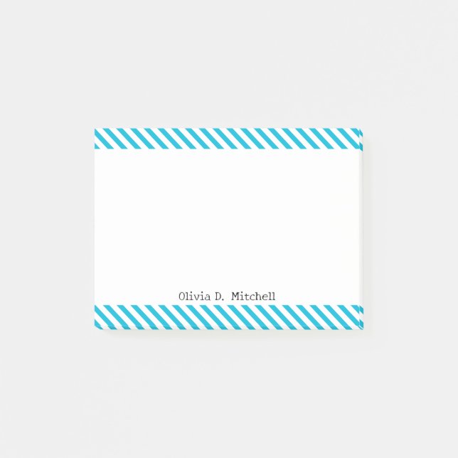 Trend Färg - Vivid Cyan Stripe Post-it Block (Framsida)