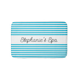 Trend Färg - Vivid Cyan Stripe Spa Bath Mat Badrumsmatta
