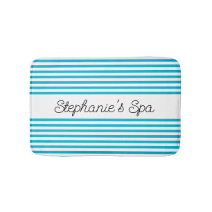 Trend Färg - Vivid Cyan Stripe Spa Bath Mat Badrumsmatta