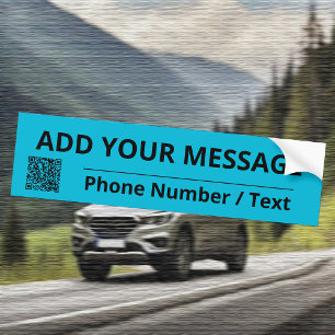 Trend Färg Vivid Cyan Text & QR Bumper-etikett Bildekal