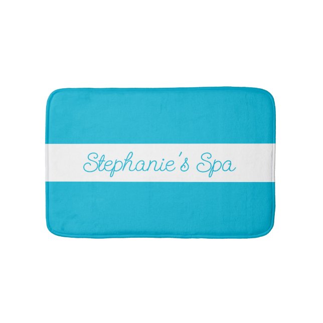 Trend Färg - Vivid Cyan White Spa Bath Mat Badrumsmatta (Framsidan)