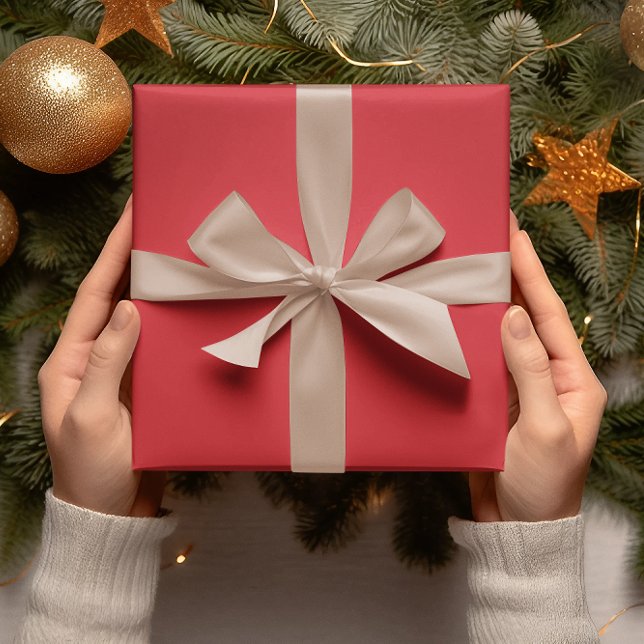 Trend Färger - Vibrant Red Färg - Solid Roll Presentpapper (Skapare uppladdad)