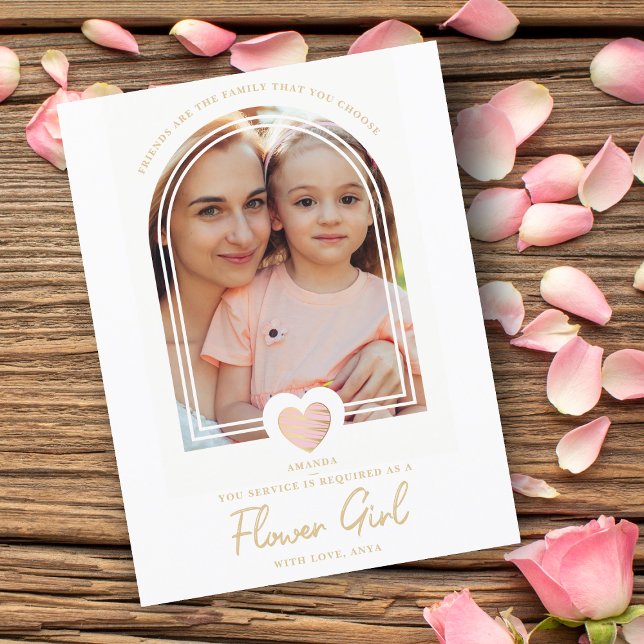 Trend Finare Flower Girl Rosa Heart Photo Frieri Vykort (Skapare uppladdad)