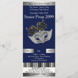 Trend för inbjudanbiljettstudentbal, maskerad, inbjudningar