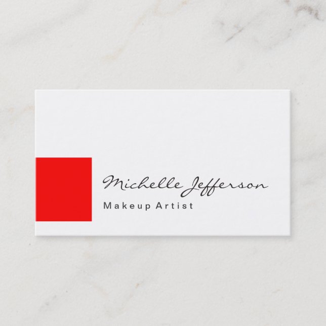Trend Makeup Artist White Red Rand Affärskort Visitkort (Framsida)