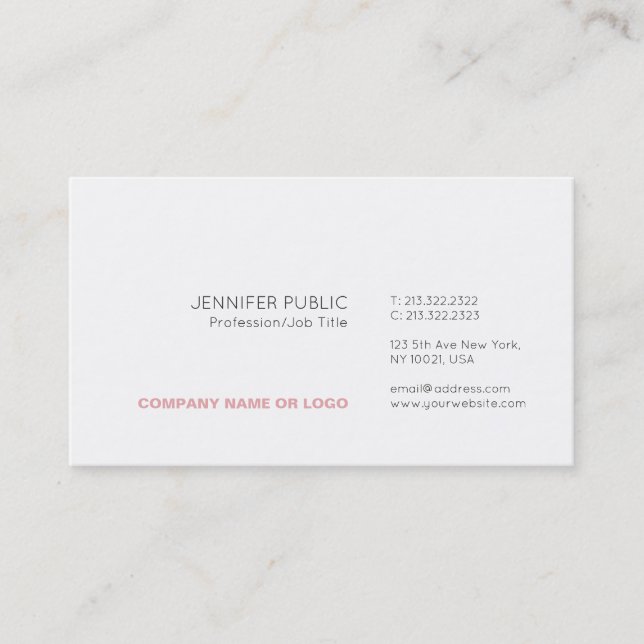 Trend Modern Elegant Minimalistic White Plain Visitkort (Framsida)