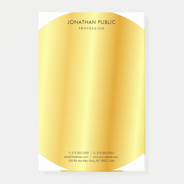 Trend Modern Minimalist Anpassningsbar Guld utseen Post-it Block (Framsida)