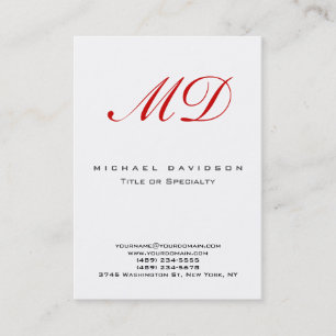 Trend Monogram White Calligraphy Red Affärskort Visitkort