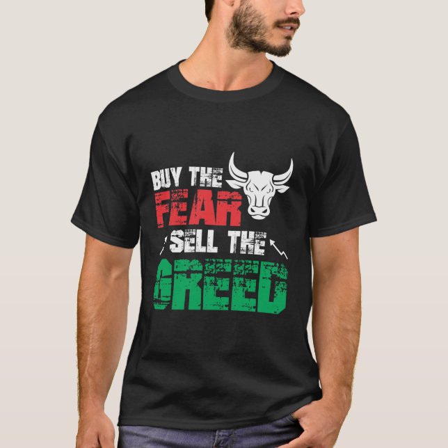 Trend of Lagrar Market Trading Fear Greed Investor T Shirt (Framsida)