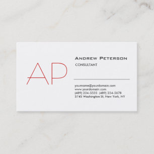 Trend Plain Black White Red Monogram Affärskort Visitkort