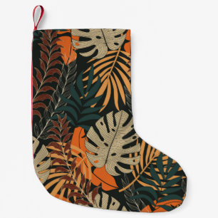 Trend seamless tropical mönster with bright orange liten julstrumpa