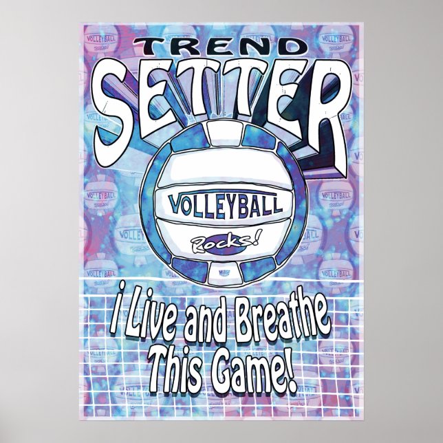 Trend Setter Blue Volleyball Poster (Framsidan)