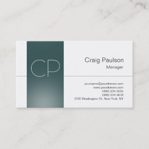 Trend White Blue Slate Grått Monogram Affärskort Visitkort
