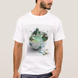 Trendande kinesiskt landskap i en skål | Lugnt grö T Shirt