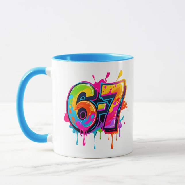 Trendande meme modern tonåring 67 6-7 IYKYK Mugg (Vänster)