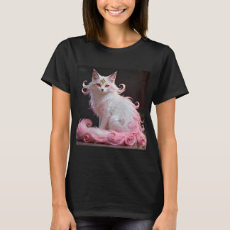 Trendande Rosa Vit Japansk Kitsune Räv Porträtt T Shirt