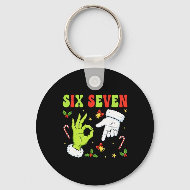 Trendande Six Seven jul Meme 67 Xmas Roligt Ch Nyckelring (Framsida)