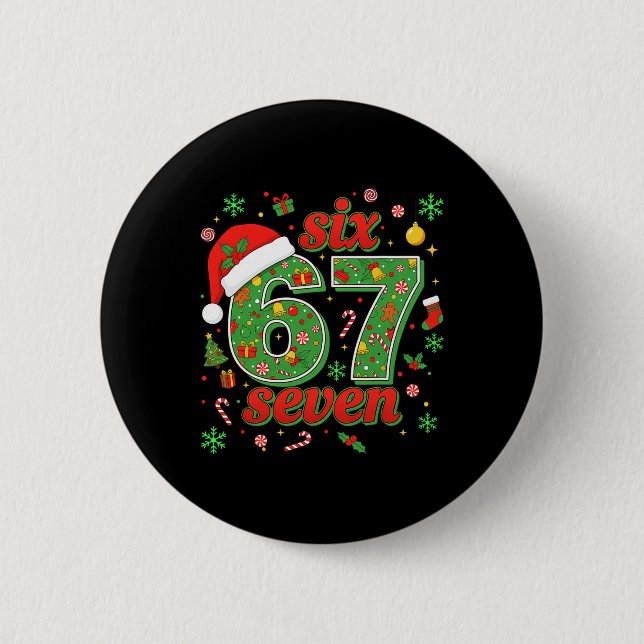 Trendande Six Seven Meme Jul 67 Xmas Män Kvinnor Knapp (Framsida)