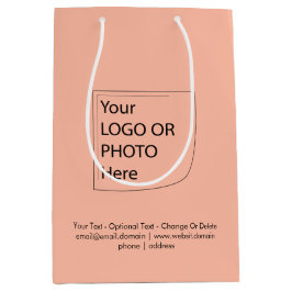 Trendfärg - Mjuk Persika Medium Logotyp Presentpås