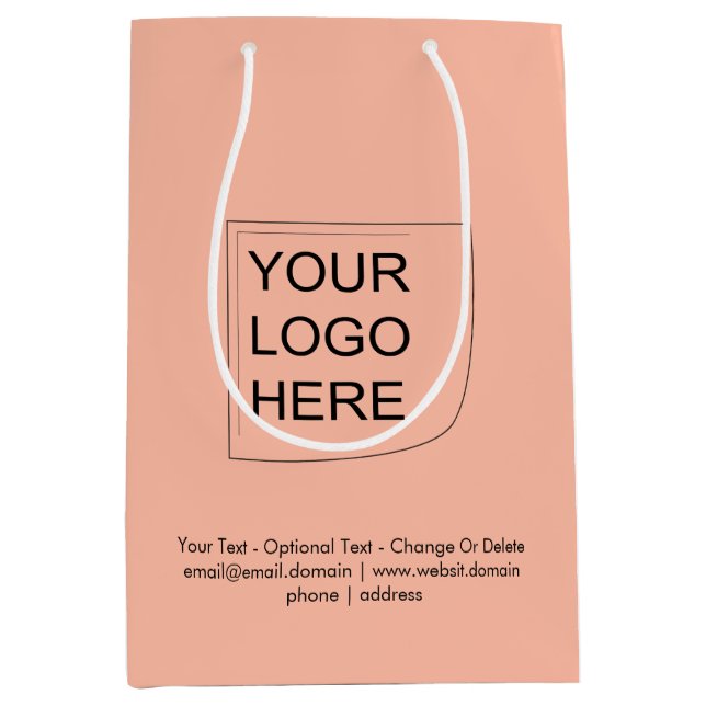Trendfärg - Mjuk Persika Medium Logotyp Presentpås (Framsidan)