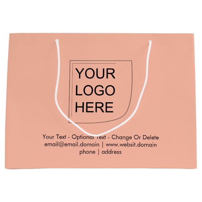 Trendfärg - Mjuk Persika Stor Logotyp Presentpåse (Framsidan)
